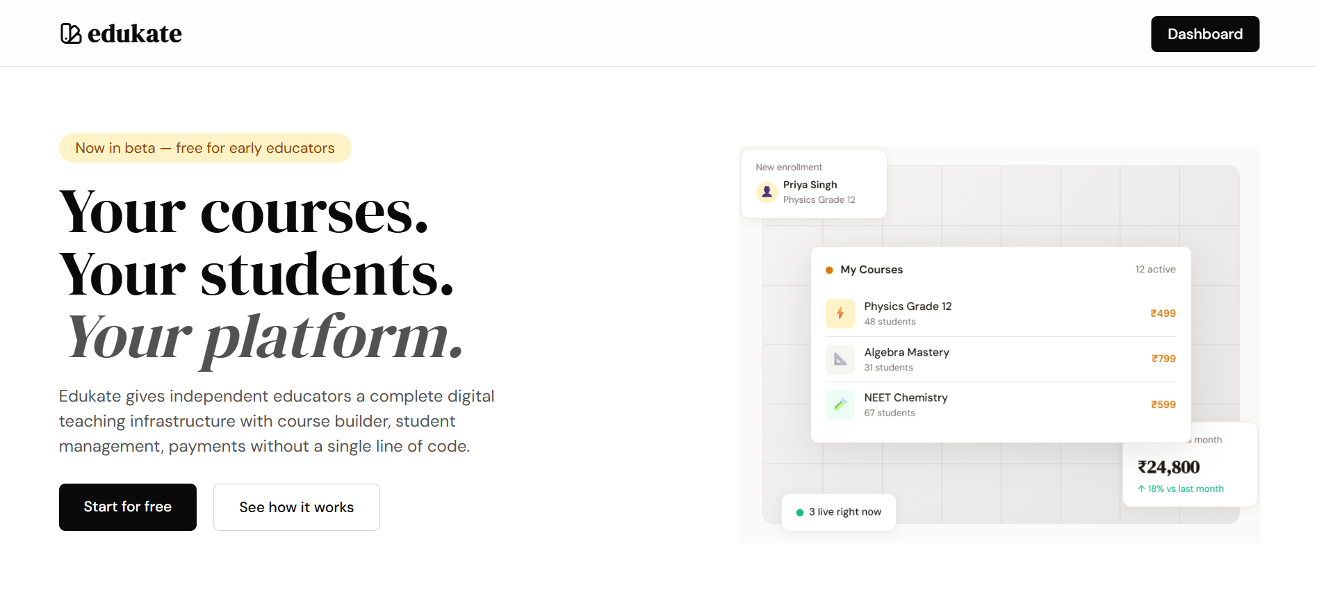 Edukate learning platform preview