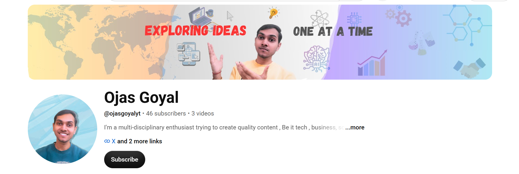 YouTube channel preview in light mode